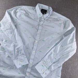 Bonobos Mens Standard Fit Light Blue‎ Shark Embroidered Button Down Shirt Size L